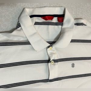 IZOD White with Black Stripe Short Sleeve Polo Shirt 100% Cotton